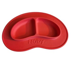 Nuby Sure Grip Miracle Mat 2-Section Silicone Plate and Placemat Red